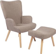 Pakketo Gerlina Μπερζέρα με Υποπόδιο Γκρι-Μπεζ 71x64x94cm 393-000009