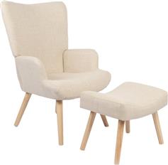 Pakketo Gerlina Μπερζέρα με Υποπόδιο Κρεμ 71x64x94cm 393-000008
