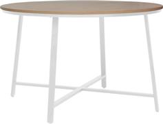 Pakketo Gianno Στρογγυλό Τραπέζι Ξύλινο με Μεταλλικό Σκελετό Φυσική Απόχρωση-Λευκό 120x120x76cm 225-000054