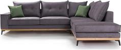 Pakketo Γωνιακός καναπές αριστερή γωνία Luxury II ύφασμα ανθρακί-κυπαρισσί 290x235x95cm