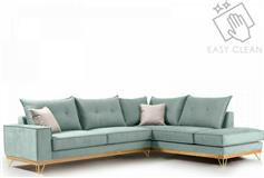 Pakketo Γωνιακός καναπές αριστερή γωνία Luxury II ύφασμα ciel-cream 290x235x95cm