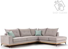 Pakketo Γωνιακός καναπές αριστερή γωνία Luxury II ύφασμα elephant-ciel 290x235x95cm