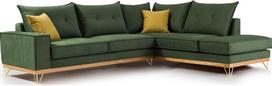 Pakketo Γωνιακός καναπές αριστερή γωνία Luxury II ύφασμα κυπαρισσί-ανθρακί 290x235x95cm
