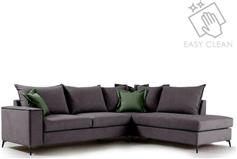 Pakketo Γωνιακός καναπές αριστερή γωνία Romantic ύφασμα ανθρακί-κυπαρισσί 290x235x95cm