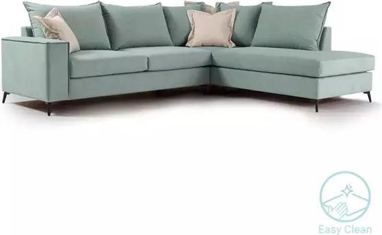 Pakketo Γωνιακός καναπές αριστερή γωνία Romantic ύφασμα ciel-cream 290x235x95cm