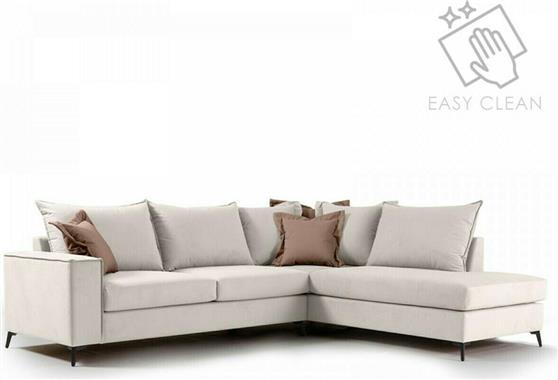 Pakketo Γωνιακός καναπές αριστερή γωνία Romantic ύφασμα cream-mocha 290x235x95cm