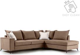 Pakketo Γωνιακός καναπές αριστερή γωνία Romantic ύφασμα mocha-cream 290x235x95cm