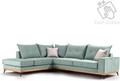 Pakketo Γωνιακός καναπές δεξιά γωνία Luxury II ύφασμα ciel-cream 290x235x95cm