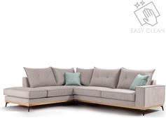 Pakketo Γωνιακός καναπές δεξιά γωνία Luxury II ύφασμα elephant-ciel 290x235x95cm