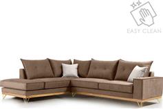 Pakketo Γωνιακός καναπές δεξιά γωνία Luxury II ύφασμα mocha-cream 290x235x95cm