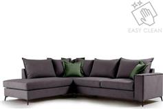 Pakketo Γωνιακός καναπές δεξιά γωνία Romantic ύφασμα ανθρακί-κυπαρισσί 290x235x95cm