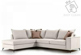 Pakketo Γωνιακός καναπές δεξιά γωνία Romantic ύφασμα cream-mocha 290x235x95cm