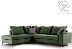 Pakketo Γωνιακός καναπές δεξιά γωνία Romantic ύφασμα κυπαρισσί-ανθρακί 290x235x95cm
