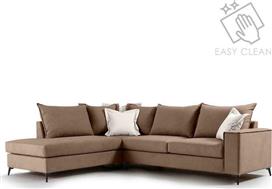 Pakketo Γωνιακός καναπές δεξιά γωνία Romantic ύφασμα mocha-cream 290x235x95cm