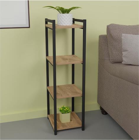 Pakketo Harvey Ραφιέρα Δαπέδου Μαύρο-Φυσική 33x28x100cm 321-000103