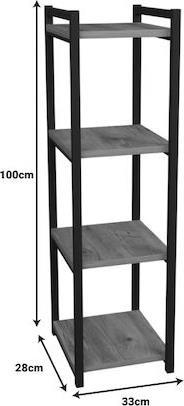 Pakketo Harvey Ραφιέρα Δαπέδου Μαύρο-Φυσική 33x28x100cm 321-000103
