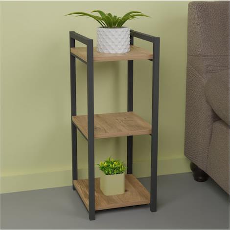 Pakketo Harvey Ραφιέρα Δαπέδου Μαύρο-Φυσική 33x28x70cm 321-000101