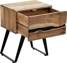 Pakketo Imena Κομοδίνο Ξύλινο με Μεταλλικά Πόδια Μπεζ 45x35x56cm 379-000031