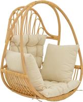 Pakketo Jorg Κρεμαστή Κούνια Φυσικό Rattan-Κρεμ Μαξιλάρι 80x59x105cm 335-000022