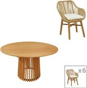 Pakketo Kalie-Kenda Σετ Τραπεζαρίας Εξωτερικού Χώρου με Μαξιλάρια Φυσική-Μπεζ 7τμχ 343-000065