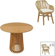 Pakketo Kalie-Kenda Σετ Τραπεζαρίας Εξωτερικού Χώρου με Μαξιλάρια Φυσική-Μπεζ 7τμχ 343-000068