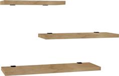 Pakketo Leila Ράφια Τοίχου Φυσική Απόχρωση Σετ 3τμχ 50x14x2cm 120-000465