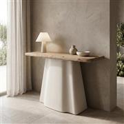 Pakketo Loberta Κονσόλα Ξύλινη Φυσικό-Λευκκό Μ120xΠ38xΥ81cm 415-000003