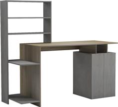 Pakketo Meza Γραφείο Ξύλινο με Βιβλιοθήκη Sonoma-Γκρι Cement 146.3x55x128.8cm 230-000057