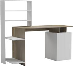 Pakketo Meza Γραφείο Ξύλινο με Βιβλιοθήκη Sonoma-Λευκή 146.3x55x128.8cm 230-000056