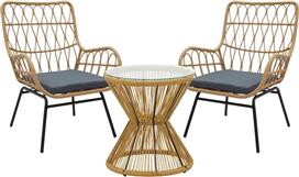 Pakketo Naoki-Mabil Σετ Σαλονιού Εξωτερικού Χώρου με Μαξιλάρια Φυσική Απόχρωση-Μαύρο Μέταλλο 3τμχ 140-000062