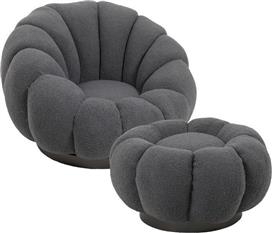 Pakketo Nester Πολυθρόνα Περιστρεφόμενη με Υποπόδιο Γκρι 98x97x69cm 110-000100