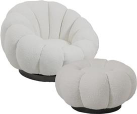 Pakketo Nester Πολυθρόνα Περιστρεφόμενη με Υποπόδιο Λευκή 98x97x69cm 110-000099