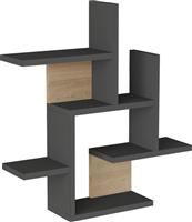 Pakketo Nogara Ράφι Τοίχου Φυσικό-Ανθρακί 62.6x14.5x66.2cm 176-000228