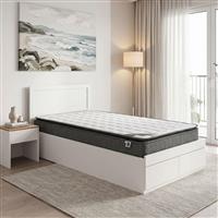 Pakketo Olympus-Perfecto Κρεβάτι Μονό Ξύλινο Λευκό με Τάβλες, Συρτάρια & Στρώμα 100x200cm 200-001793