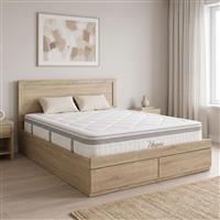 Pakketo Olympus-Utopia Κρεβάτι Διπλό Ξύλινο Sonoma με Τάβλες & Στρώμα 150x200cm 200-001807