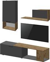 Pakketo Poelfy Σύνθετο Σαλονιού Ανθρακί-Oak Μ170xΒ37.5xΥ42cm 361-000099