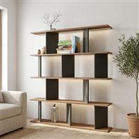 Pakketo Ratu Βιβλιοθήκη Ανθρακί 120x24.6x141cm 120-000677