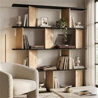 Pakketo Ratu Βιβλιοθήκη Καρυδί-Ανθρακί 120x24.6x141cm 120-000678