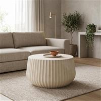 Pakketo Rongo Στρογγυλό Κεντρικό Τραπεζάκι Κρεμ Μ80xΠ80xΥ41cm 419-000007