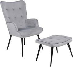 Pakketo Siella Πολυθρόνα με Υποπόδιο Βελούδινη Γκρι 59x67x94cm 255-000081
