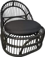 Pakketo Tromso Πολυθρόνα Εξωτερικού Χώρου Rattan Μαύρη με Μαξιλάρι 80x85x98cm 343-000094