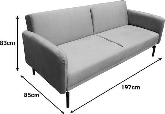 Pakketo Veluto Τριθέσιος Καναπές Κρεβάτι Ανθρακί 197x85x83cm 035-000120
