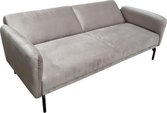 Pakketo Veluto Τριθέσιος Καναπές Κρεβάτι Γκρι Μπεζ 197x85x83cm 035-000119