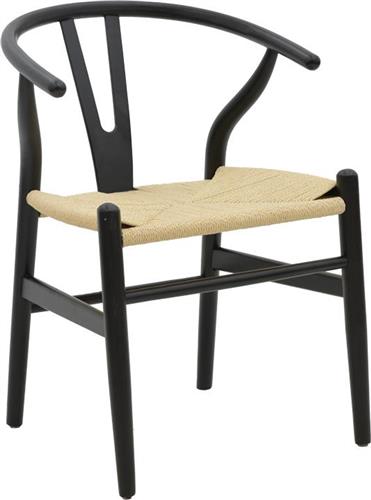 Pakketo Wishbone Καρέκλα Τραπεζαρίας Ξύλινη Μαύρο 53x55x76cm 263-000025