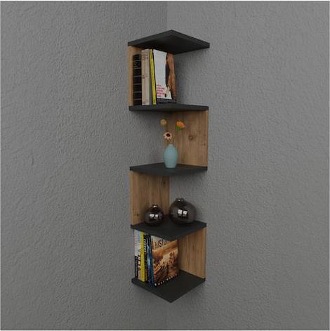 Pakketo Zigzag Ράφι Τοίχου Oak-Ανθρακί 25x25x109cm 321-000021