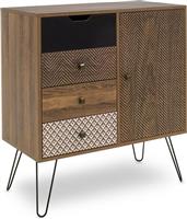 Pakoworld Boho Μπουφές από Ξύλο με Συρτάρια Καρυδί 79.5x39.5x86cm