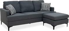 Pakoworld Γωνιακός καναπές με σκαμπό Slim υφασμάτινος χρώμα ανθρακί με μαξιλάρια 185x140x70cm