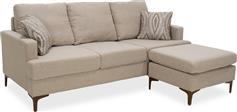 Pakoworld Γωνιακός καναπές με σκαμπό Slim υφασμάτινος χρώμα μπεζ με μαξιλάρια 185x140x70cm