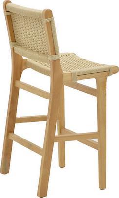 Pakoworld Julien Σκαμπό Μπαρ με Πλάτη Ξύλινο Φυσικό 45x46x95cm 263-000008