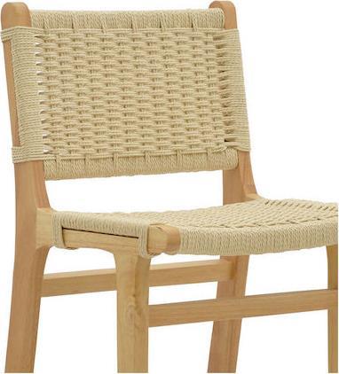 Pakoworld Julien Σκαμπό Μπαρ με Πλάτη Ξύλινο Φυσικό 45x46x95cm 263-000008